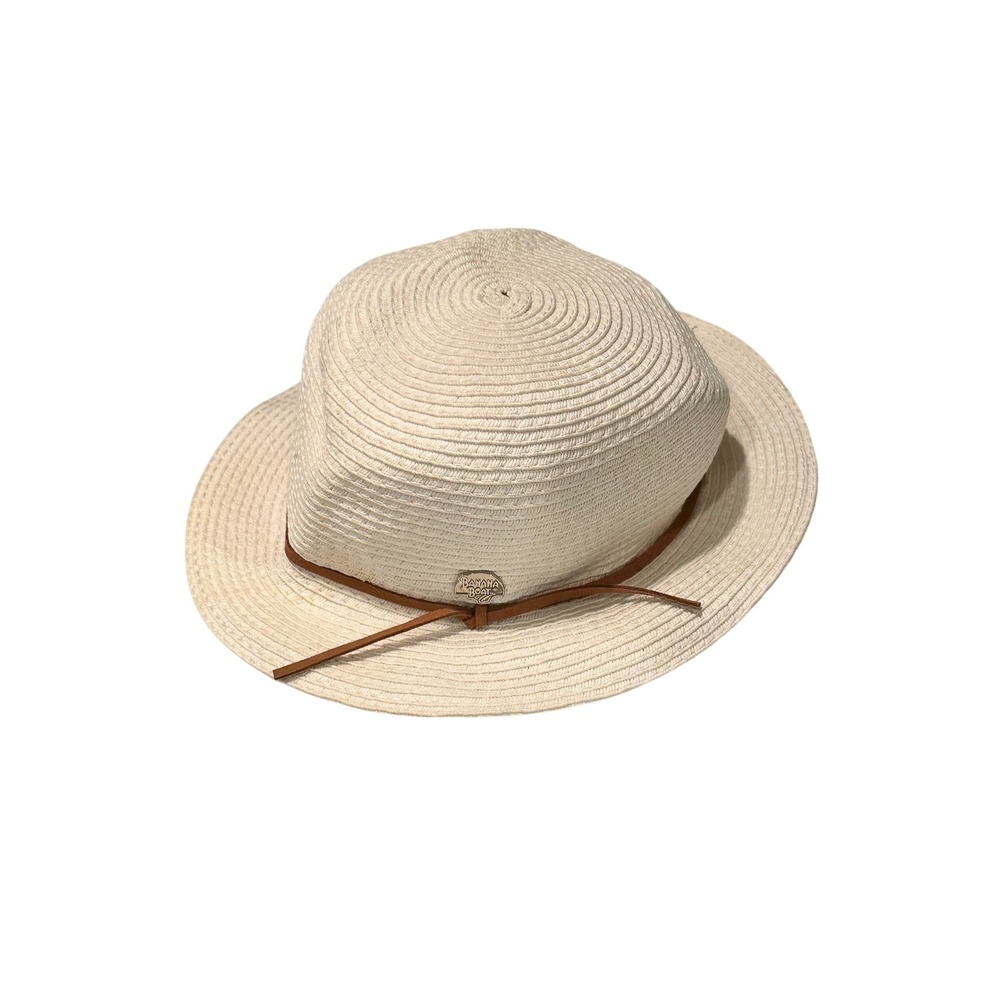 Banana Boat Women‎ Cream Paper Straw Sun Hat Fedora One Size Resortwear Beach
